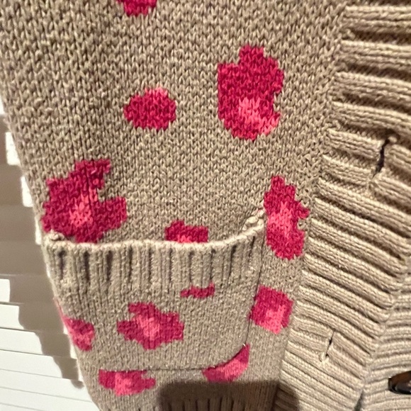Hannah Andersson Tan Cardigan with Pink Leopard Print - Picture 4 of 4